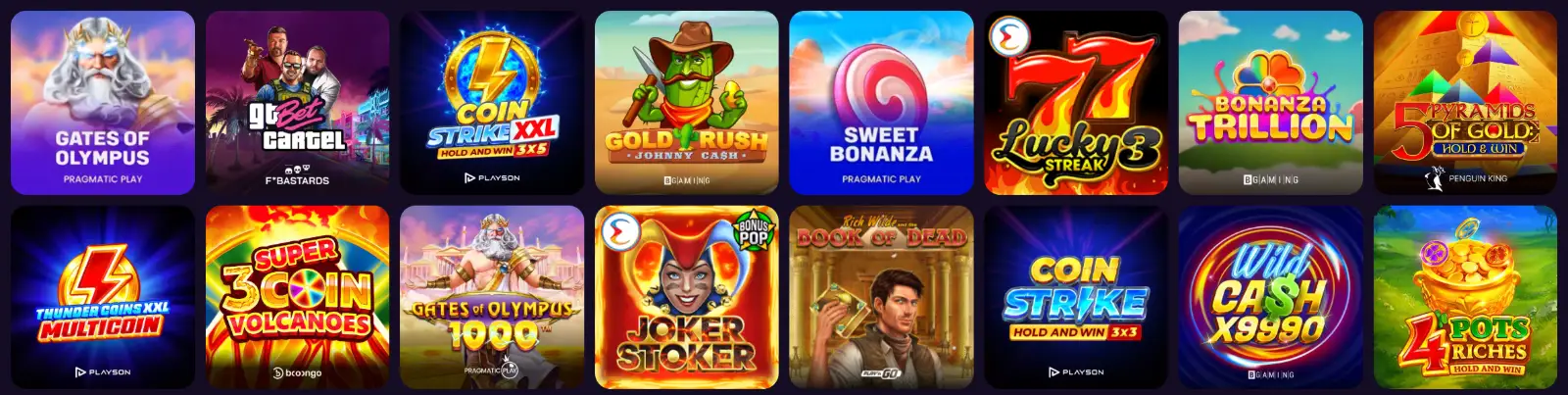 Game categories at gtbet